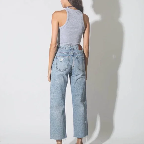 Anine Bing Gavin Jeans Relaxed Women's Size 26 Straight Leg Distressed Blue - Picture 4 of 14